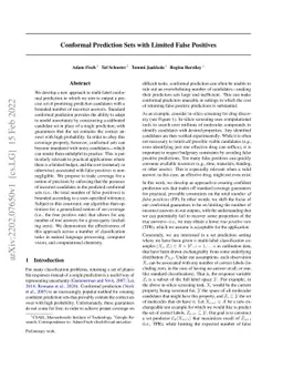 Conformal Prediction Sets with Limited False Positives