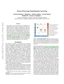 Privacy Preserving Visual Question Answering