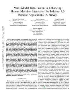 Multi-Modal Data Fusion in Enhancing Human-Machine Interaction for
  Robotic Applications: A Survey