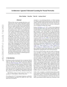 Architecture Agnostic Federated Learning for Neural Networks