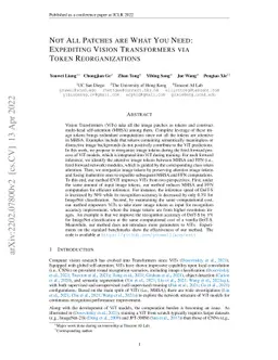 Not All Patches are What You Need: Expediting Vision Transformers via
  Token Reorganizations