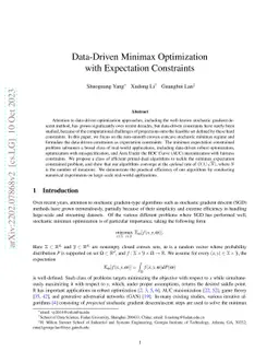 Data-Driven Minimax Optimization with Expectation Constraints