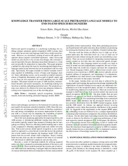 Knowledge Transfer from Large-scale Pretrained Language Models to
  End-to-end Speech Recognizers