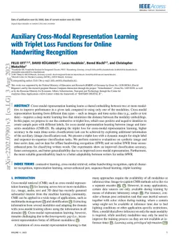 Auxiliary Cross-Modal Representation Learning with Triplet Loss
  Functions for Online Handwriting Recognition