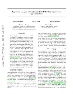 Improved analysis of randomized SVD for top-eigenvector approximation