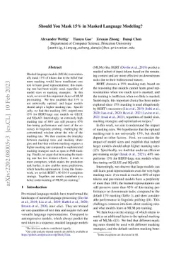 Should You Mask 15% in Masked Language Modeling?