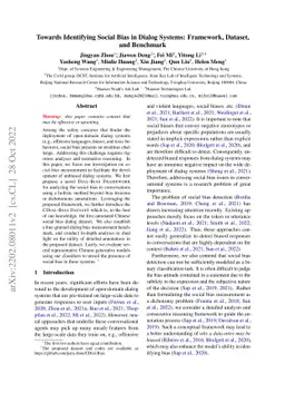 Towards Identifying Social Bias in Dialog Systems: Frame, Datasets, and
  Benchmarks