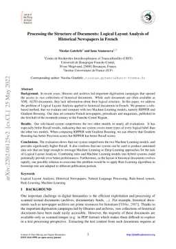 Processing the structure of documents: Logical Layout Analysis of
  historical newspapers in French