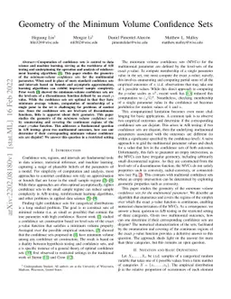 Geometry of the Minimum Volume Confidence Sets