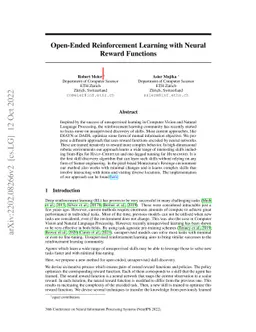 Open-Ended Reinforcement Learning with Neural Reward Functions