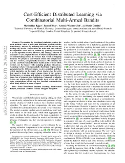 Cost-Efficient Distributed Learning via Combinatorial Multi-Armed
  Bandits