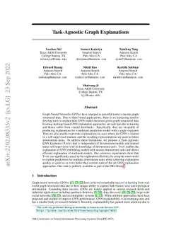 Task-Agnostic Graph Explanations