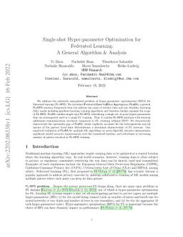 Single-shot Hyper-parameter Optimization for Federated Learning: A
  General Algorithm & Analysis