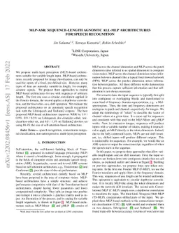 MLP-ASR: Sequence-length agnostic all-MLP architectures for speech
  recognition