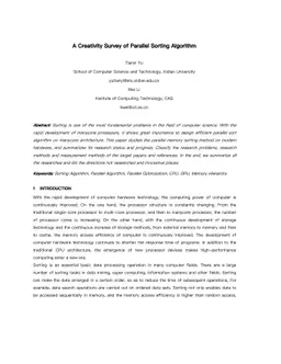 A Creativity Survey of Parallel Sorting Algorithm