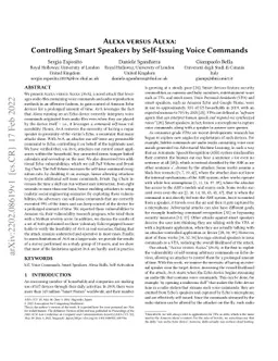 Alexa versus Alexa: Controlling Smart Speakers by Self-Issuing Voice
  Commands
