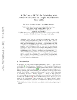A Bi-Criteria FPTAS for Scheduling with Memory Constraints on Graph with
  Bounded Tree-width