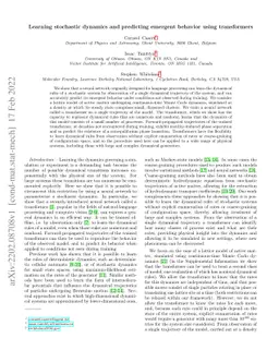 Learning stochastic dynamics and predicting emergent behavior using
  transformers