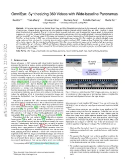 OmniSyn: Synthesizing 360 Videos with Wide-baseline Panoramas