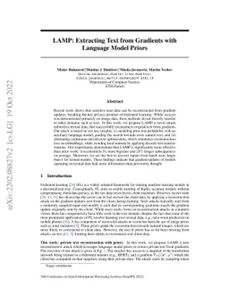 LAMP: Extracting Text from Gradients with Language Model Priors