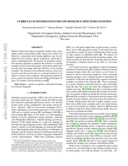 Curriculum optimization for low-resource speech recognition