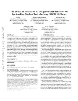 The Effects of Interactive AI Design on User Behavior: An Eye-tracking
  Study of Fact-checking COVID-19 Claims