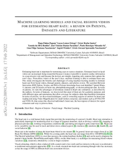 Machine learning models and facial regions videos for estimating heart
  rate: a review on Patents, Datasets and Literature