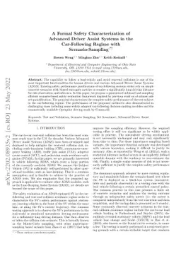 A Formal Safety Characterization of Advanced Driver Assist Systems in
  the Car-Following Regime with Scenario-Sampling