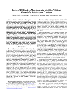 Design of EMG-driven Musculoskeletal Model for Volitional Control of a
  Robotic Ankle Prosthesis