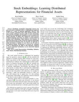 Stock Embeddings: Learning Distributed Representations for Financial
  Assets