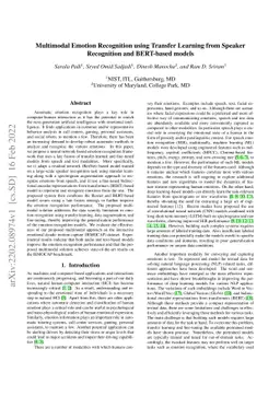 Multimodal Emotion Recognition using Transfer Learning from Speaker
  Recognition and BERT-based models