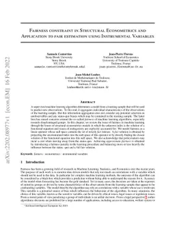 Fairness constraint in Structural Econometrics and Application to fair
  estimation using Instrumental Variables