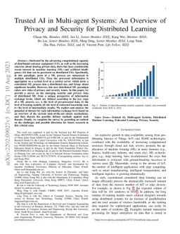 Trusted AI in Multi-agent Systems: An Overview of Privacy and Security
  for Distributed Learning