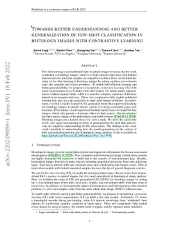 Towards better understanding and better generalization of few-shot
  classification in histology images with contrastive learning
