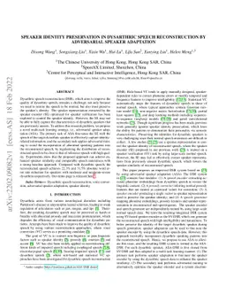 Speaker Identity Preservation in Dysarthric Speech Reconstruction by
  Adversarial Speaker Adaptation