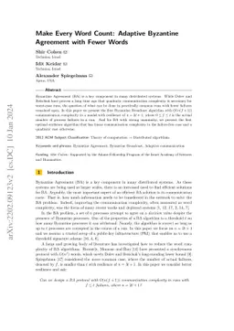 Make Every Word Count: Adaptive BA with Fewer Words