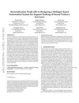Personalization Trade-offs in Designing a Dialogue-based Information
  System for Support-Seeking of Sexual Violence Survivors