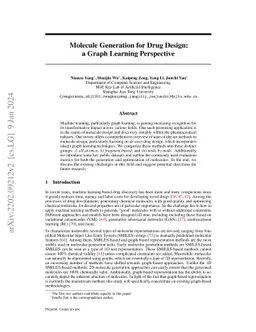 Molecule Generation for Drug Design: a Graph Learning Perspective