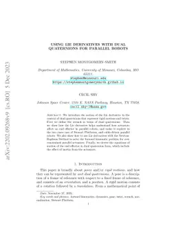 Using Lie derivatives with dual quaternions for parallel robots