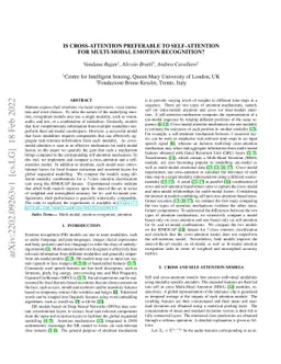 Is Cross-Attention Preferable to Self-Attention for Multi-Modal Emotion
  Recognition?