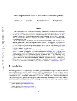 Masked prediction tasks: a parameter identifiability view