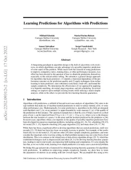Learning Predictions for Algorithms with Predictions