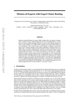 Mixture-of-Experts with Expert Choice Routing