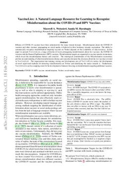 VaccineLies: A Natural Language Resource for Learning to Recognize
  Misinformation about the COVID-19 and HPV Vaccines