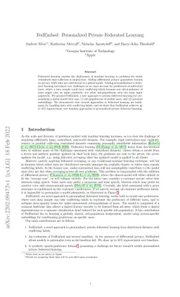 FedEmbed: Personalized Private Federated Learning