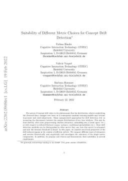 Suitability of Different Metric Choices for Concept Drift Detection