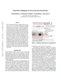 Data-Driven Mitigation of Adversarial Text Perturbation