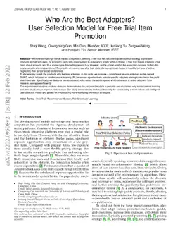 Who Are the Best Adopters? User Selection Model for Free Trial Item
  Promotion