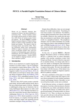 PETCI: A Parallel English Translation Dataset of Chinese Idioms