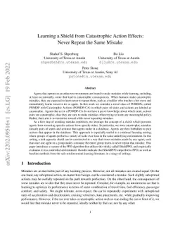 Learning a Shield from Catastrophic Action Effects: Never Repeat the
  Same Mistake